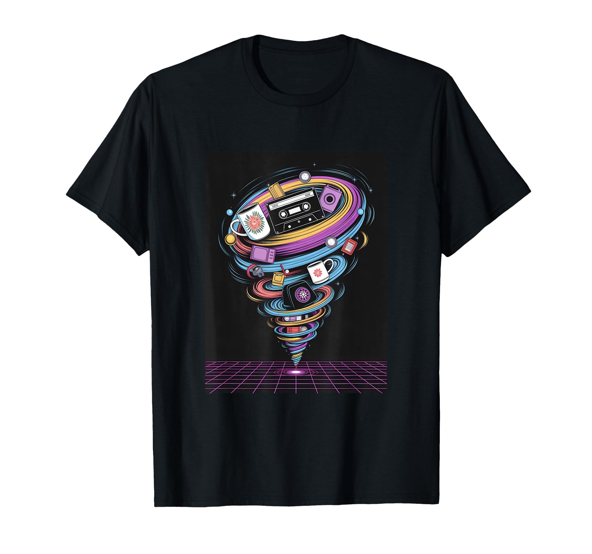 Tape Vortex Surreal 80S Vaporwave T-Shirt - Graphic Print Men Women - T-Shirt, Sweatshirt, Hoodie