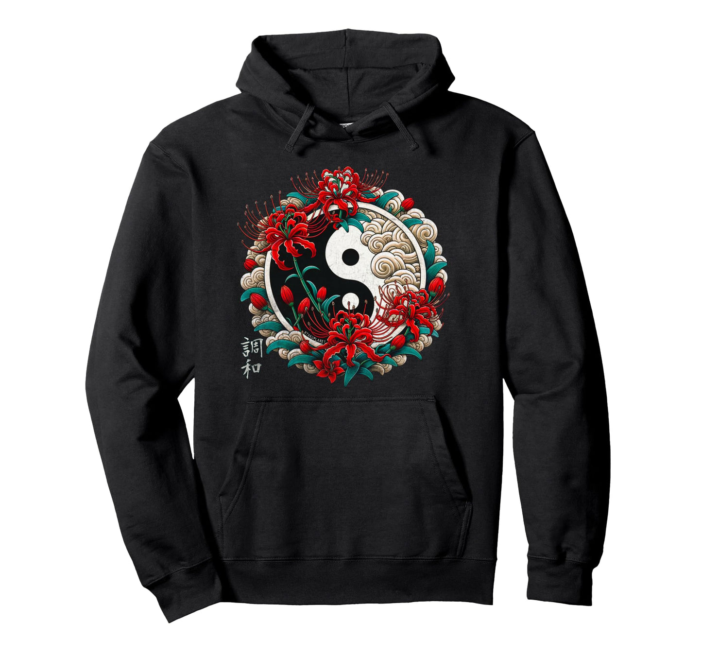 Japanese Red Spider Lily Ying Yang Hoodie - Aesthetic Graphic Unisex - T-Shirt, Sweatshirt, Hoodie