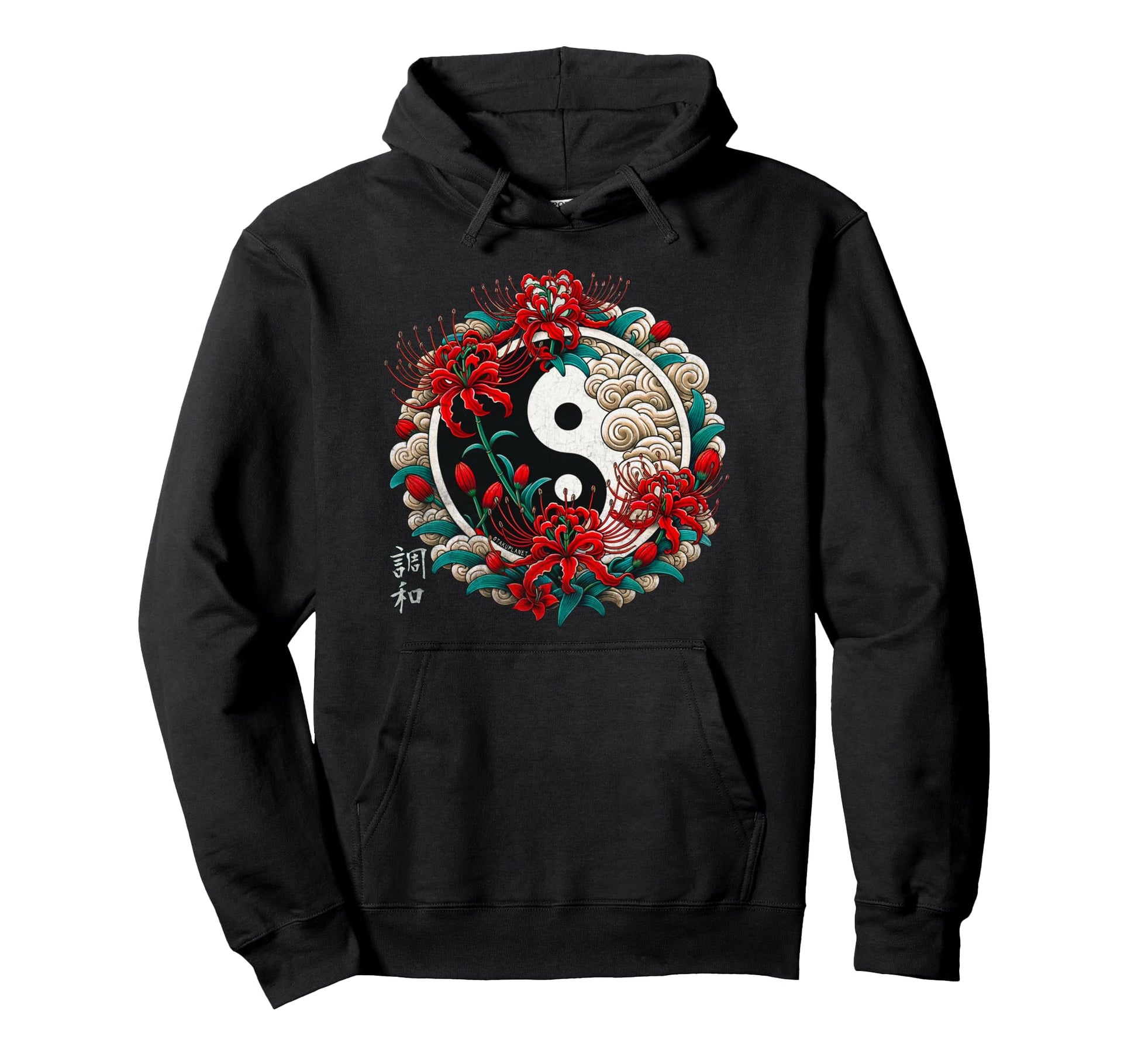 Japanese Red Spider Lily Ying Yang Hoodie - Aesthetic Graphic Unisex - T-Shirt, Sweatshirt, Hoodie