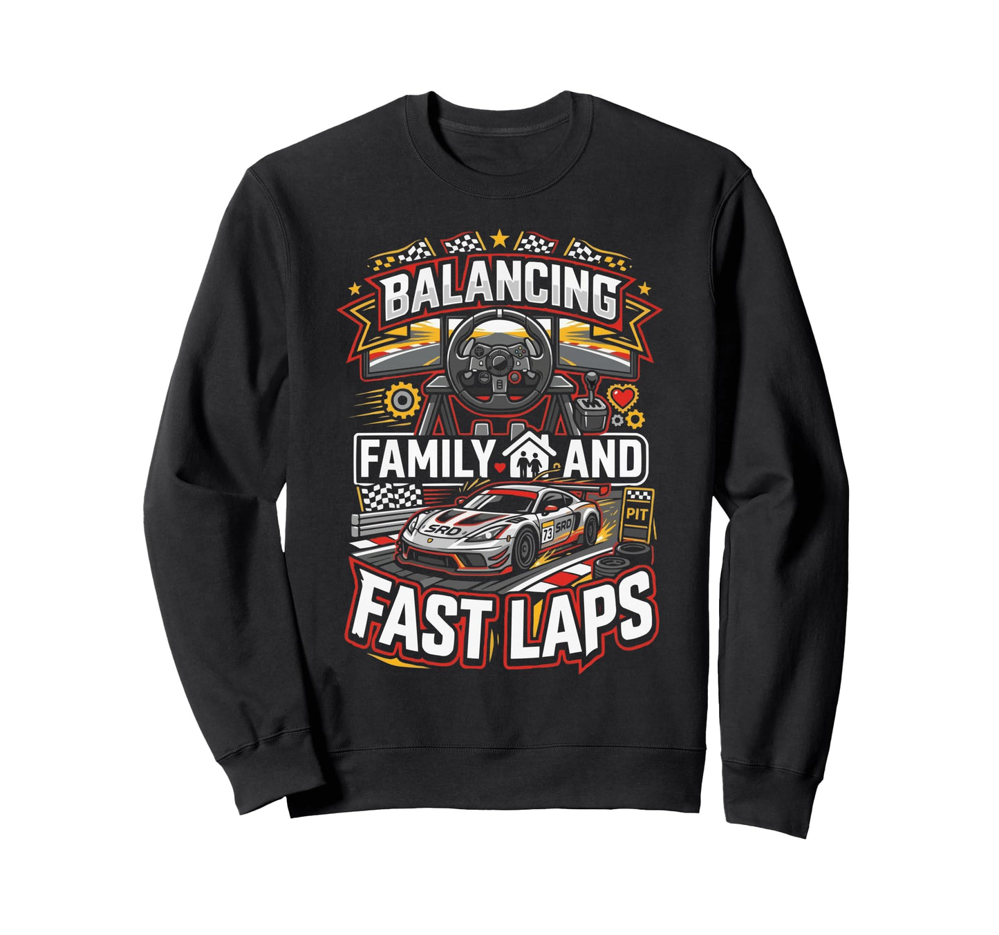 Sim Racing Dad Virtual Racing Game Sweatshirt - Unique Graphic for Adults - T-Shirt, Sweatshirt, Hoodie