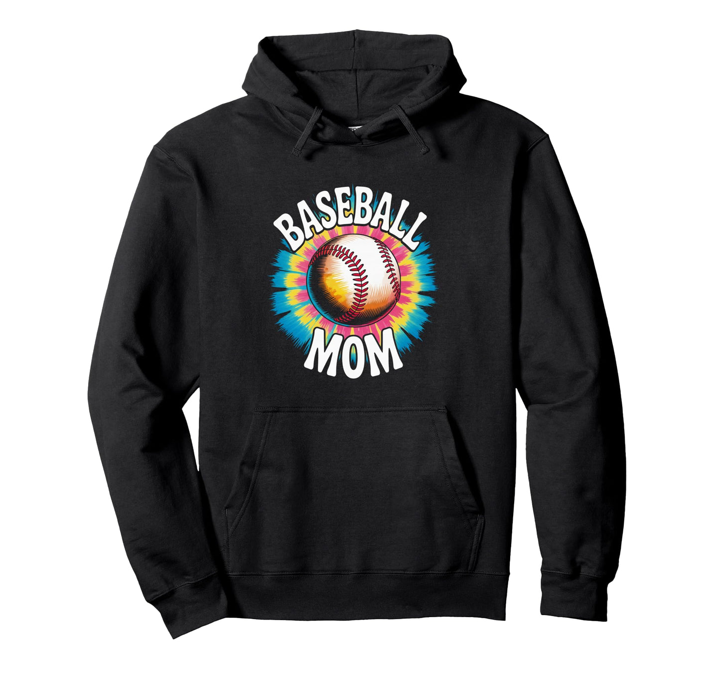 Baseball Mom Tie Dye Colorful Hoodie - Novelty Apparel Unisex - T-Shirt, Sweatshirt, Hoodie