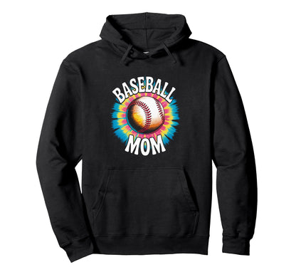 Baseball Mom Tie Dye Colorful Hoodie - Novelty Apparel Unisex - T-Shirt, Sweatshirt, Hoodie
