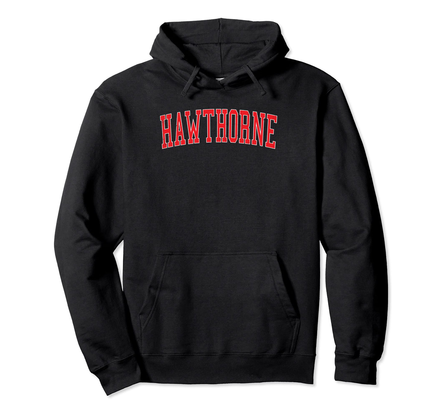 Hawthorne Ca Varsity Red Text Hoodie - Unique Graphic for Adults - T-Shirt, Sweatshirt, Hoodie