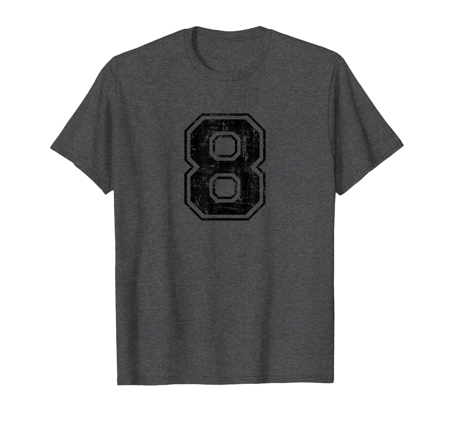 Number 8 Eight Varsity Distressed T-Shirt - Novelty Apparel for Adults - T-Shirt, Sweatshirt, Hoodie