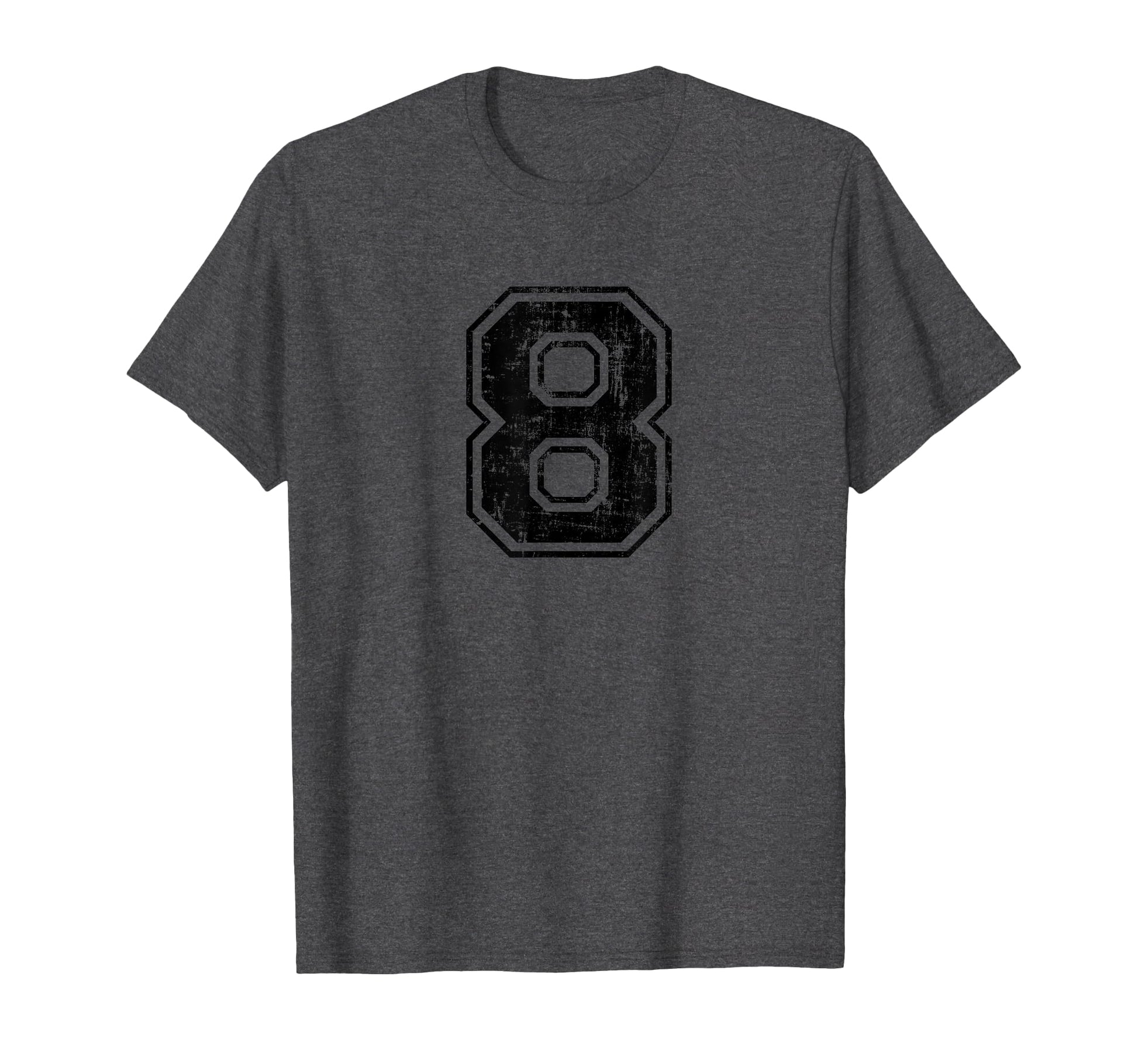 Number 8 Eight Varsity Distressed T-Shirt - Novelty Apparel for Adults - T-Shirt, Sweatshirt, Hoodie
