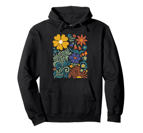 Boho Flower Floral Botanical Nature Hoodie - Aesthetic Graphic Unisex - T-Shirt, Sweatshirt, Hoodie