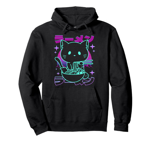 Anime Ramen Cat Japanese Noodles Hoodie - Casual Everyday Wear Unisex - T-Shirt, Sweatshirt, Hoodie