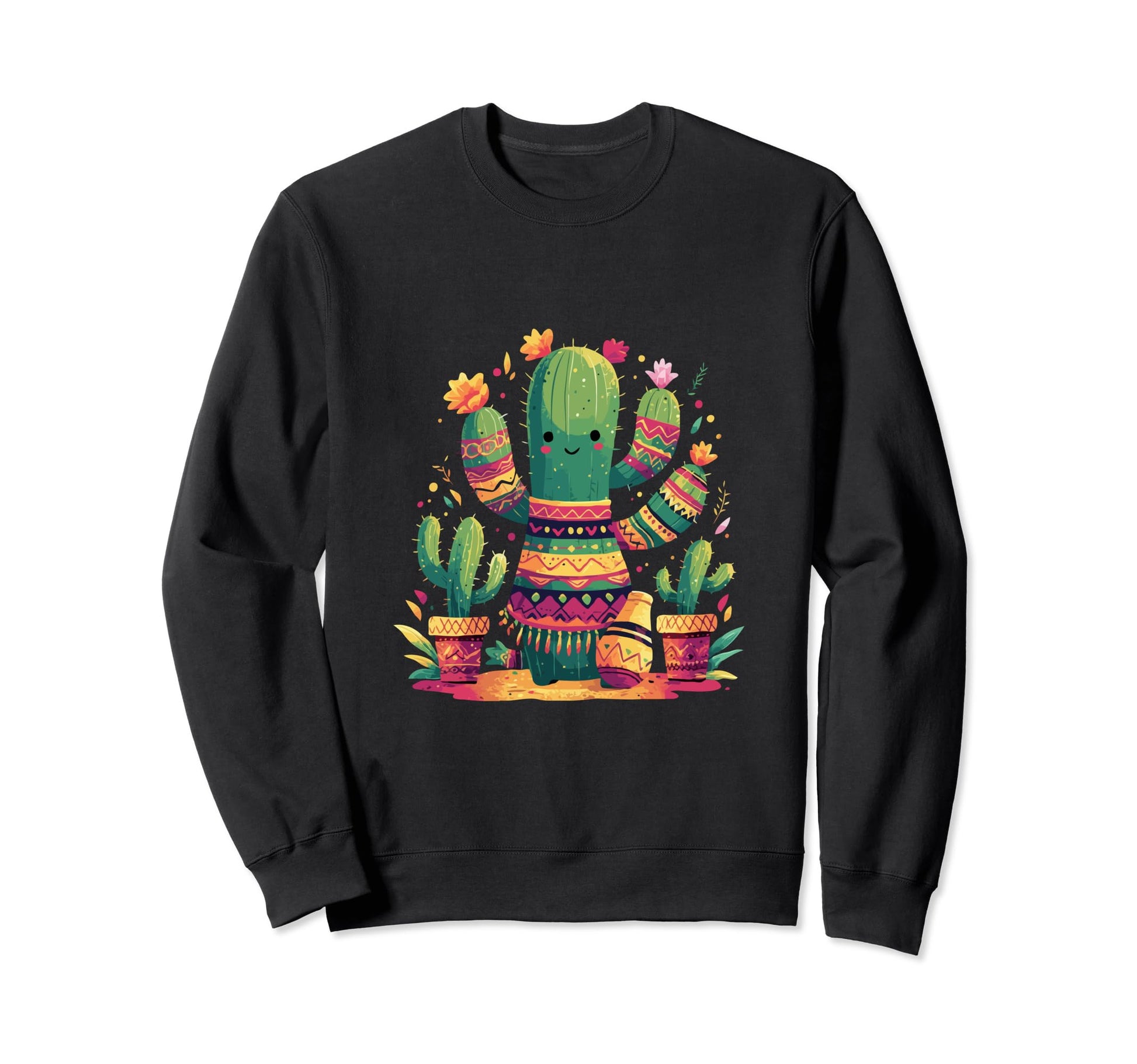 Cactus Serape Succulent Plant Cacti Sweatshirt - Unique Graphic Unisex - T-Shirt, Sweatshirt, Hoodie