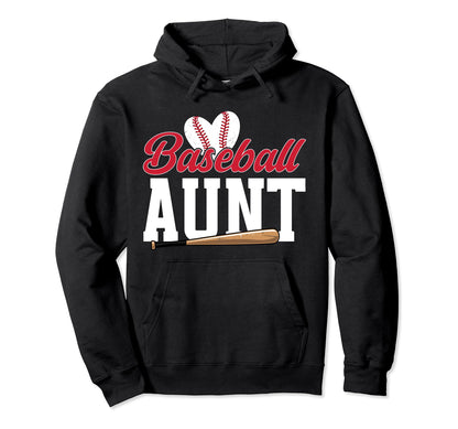 Baseball Aunt Heart Aunt Baseball Hoodie - Casual Everyday Wear Men Women - T-Shirt, Sweatshirt, Hoodie
