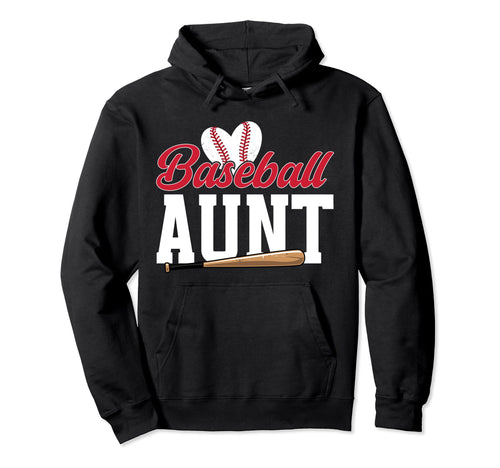 Baseball Aunt Heart Aunt Baseball Hoodie - Casual Everyday Wear Men Women - T-Shirt, Sweatshirt, Hoodie