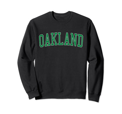 Oakland Nj Distressed Green Varsity Sweatshirt - Unique Graphic Men Women - T-Shirt, Sweatshirt, Hoodie