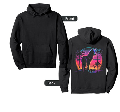 Cat Vaporwave Retrowave Aesthetic Hoodie - Novelty Apparel for Adults - T-Shirt, Sweatshirt, Hoodie