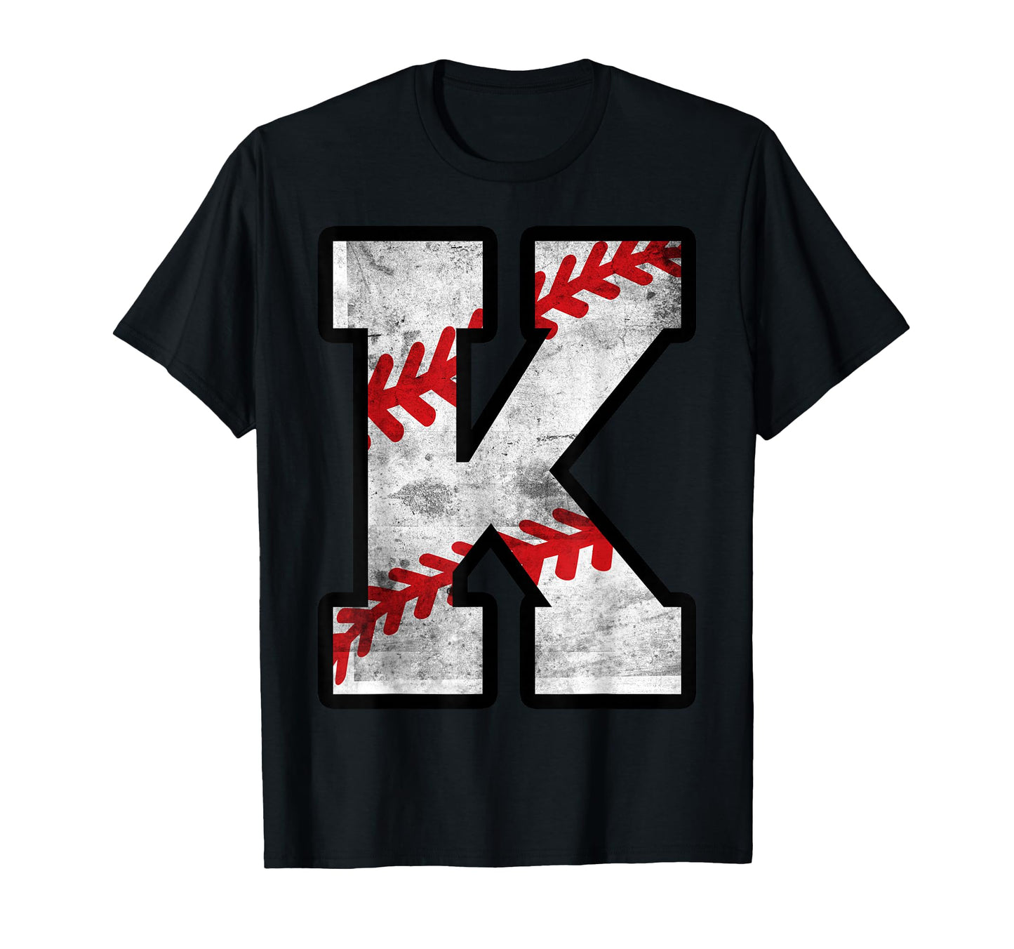 Distressed Baseball Letter K T-Shirt - Casual Everyday Wear Men Women - T-Shirt, Sweatshirt, Hoodie