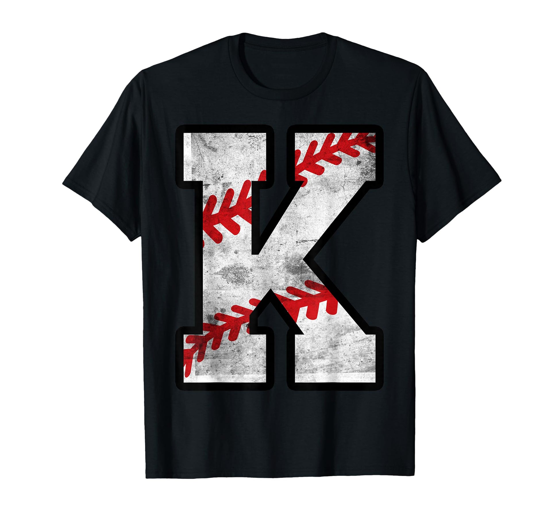 Distressed Baseball Letter K T-Shirt - Casual Everyday Wear Men Women - T-Shirt, Sweatshirt, Hoodie