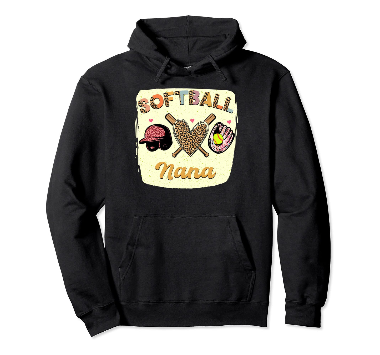 Bleached Softball Nana Leopard Heart Hoodie - Custom Art Print Unisex - T-Shirt, Sweatshirt, Hoodie
