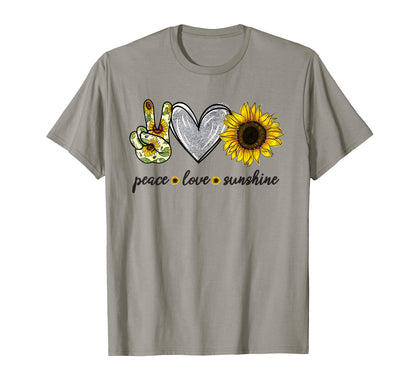Peace Love Sunshine Sunflower Hippie T-Shirt - Novelty Apparel Unisex - T-Shirt, Sweatshirt, Hoodie