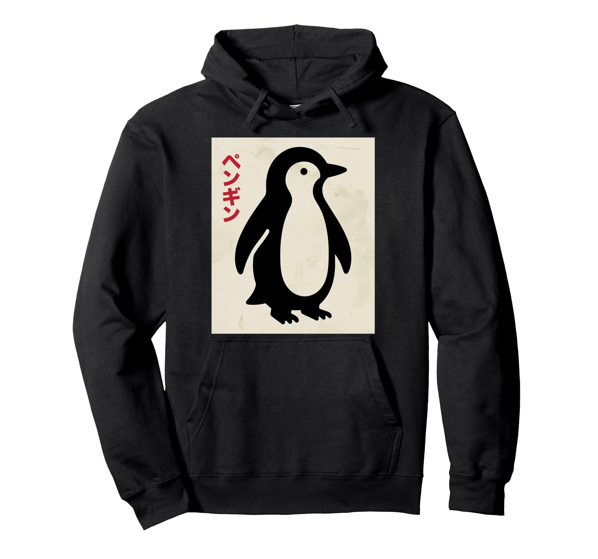 Pinguin Ukiyo E Art Japan Theme Hoodie - Fun Novelty Design for Adults - T-Shirt, Sweatshirt, Hoodie