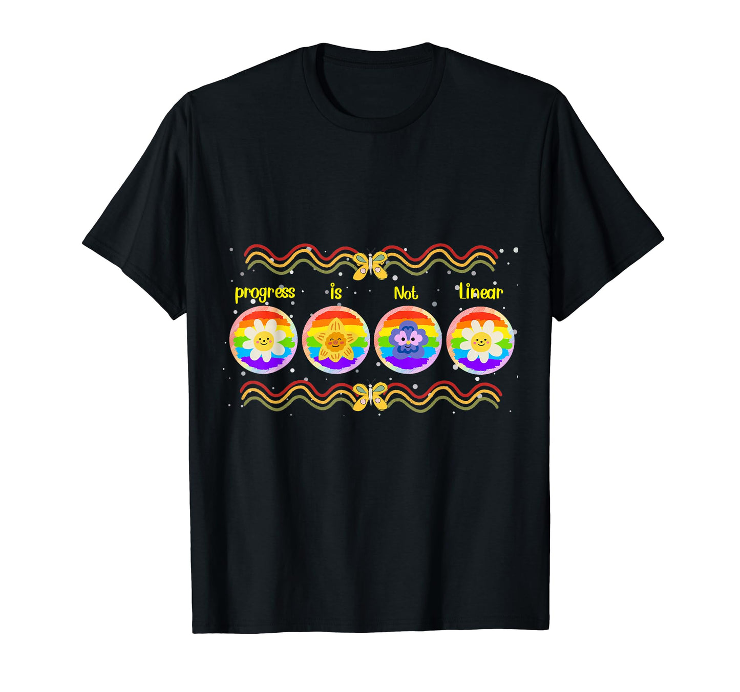Progress Is Not Linear Rainbow T-Shirt - Custom Art Print Men Women - T-Shirt, Sweatshirt, Hoodie