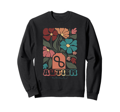 Autism Aunt Boho Flowers Neurodiversity Sweatshirt - Trendy Graphic Unisex - T-Shirt, Sweatshirt, Hoodie