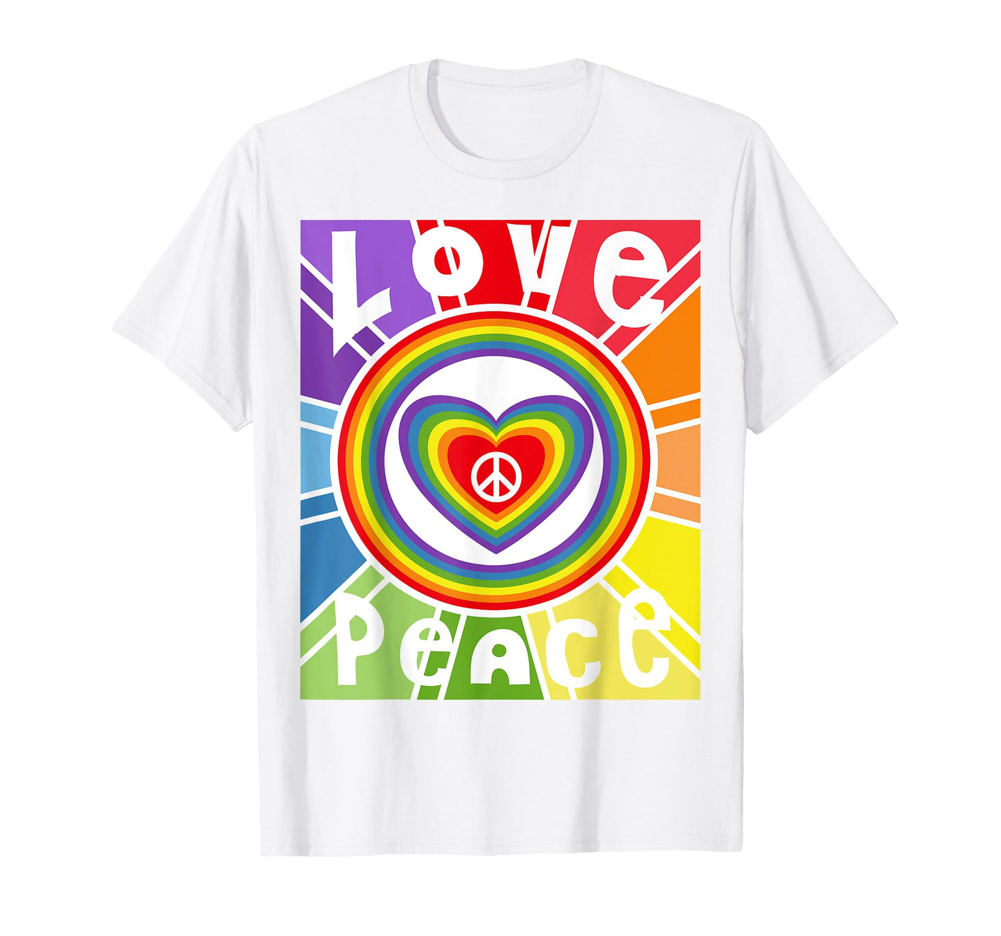 Peace Sign Love 60S 70S Tie Dye Hippie T-Shirt - Fun Novelty Design Unisex - T-Shirt, Sweatshirt, Hoodie