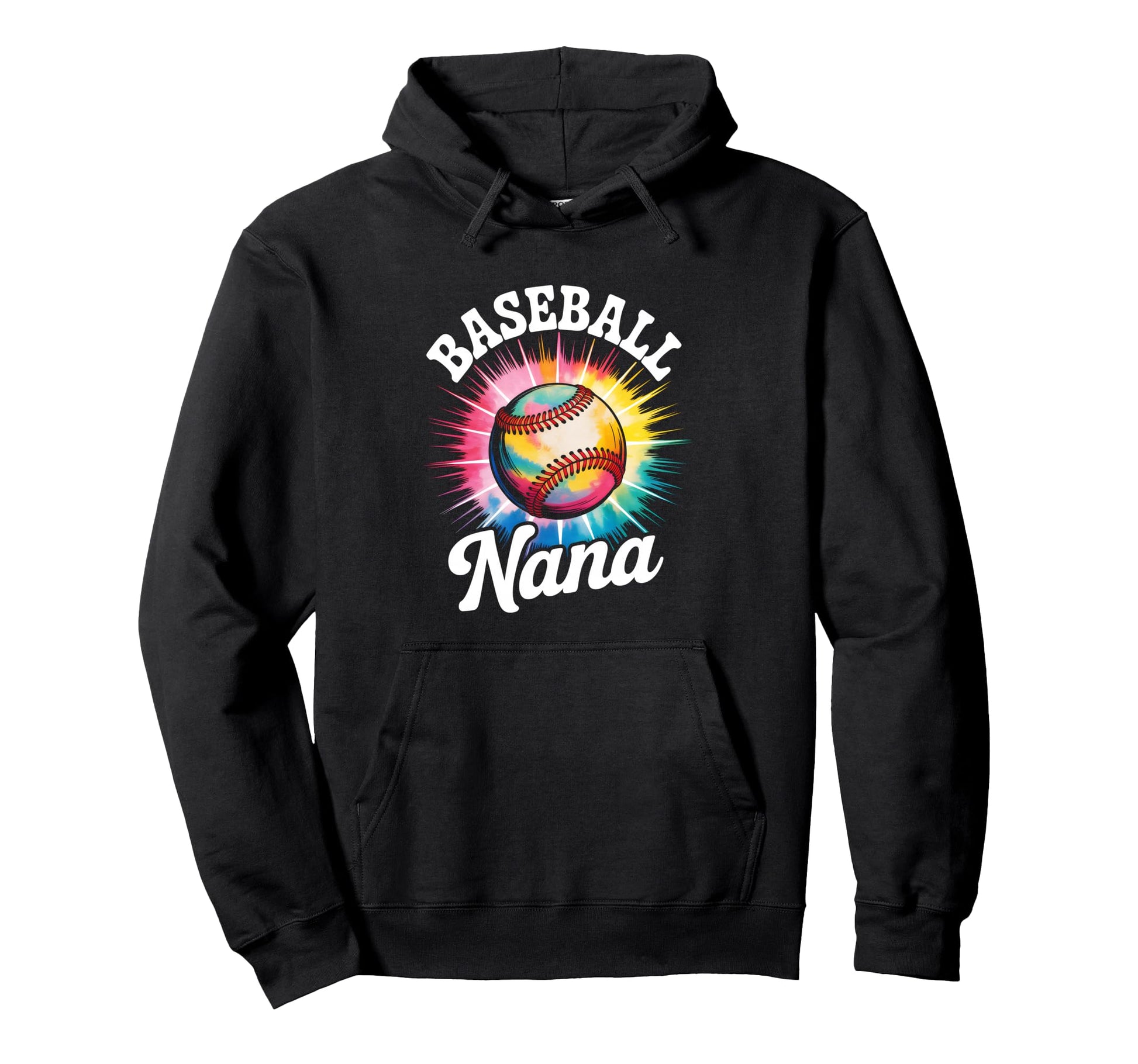 Baseball Nana Tie Dye Colorful Hoodie - Casual Everyday Wear Men Women - T-Shirt, Sweatshirt, Hoodie