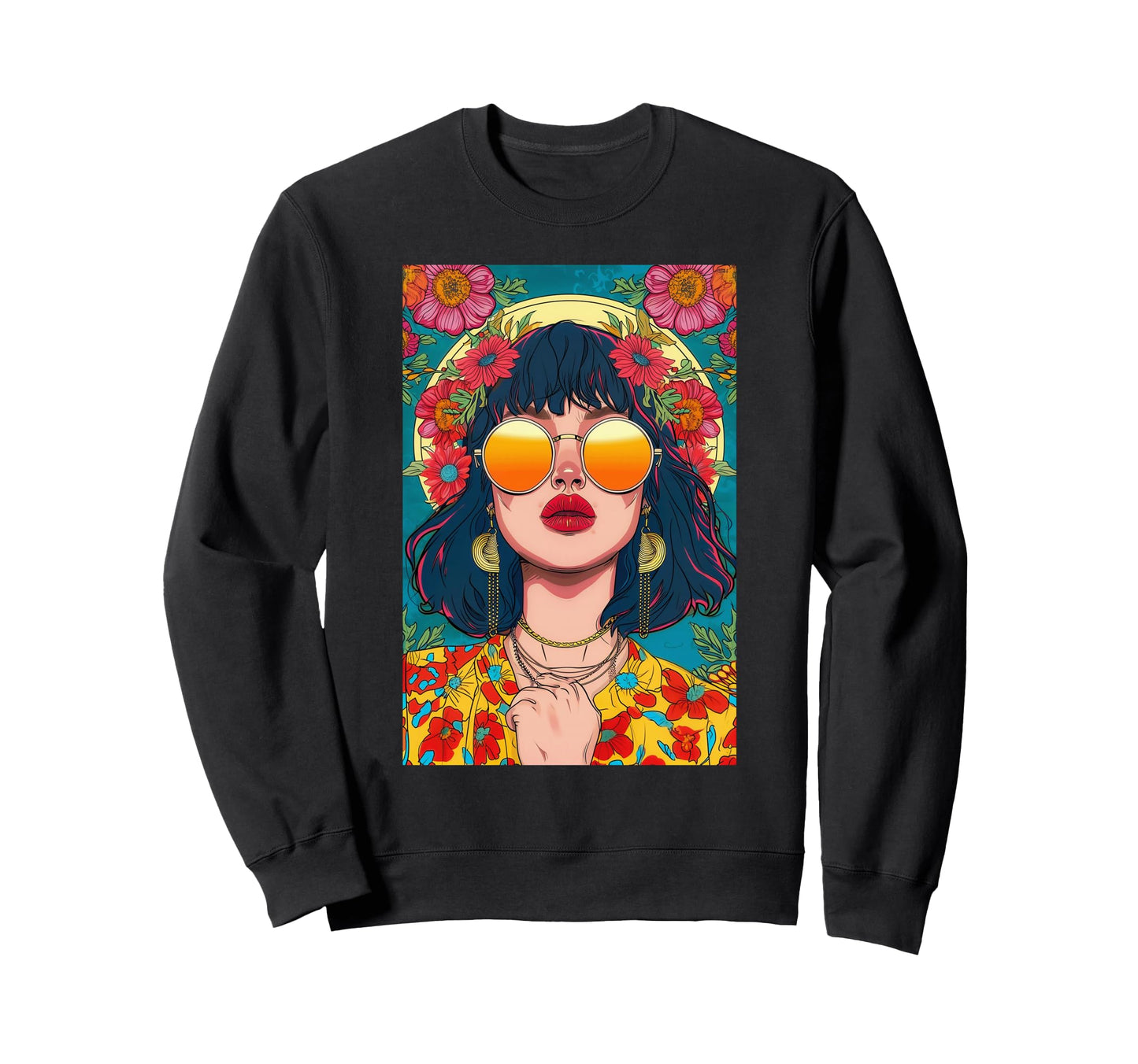 Boho And Flowers Art Magic Nature Sweatshirt - Fun Novelty Design Men Women - T-Shirt, Sweatshirt, Hoodie