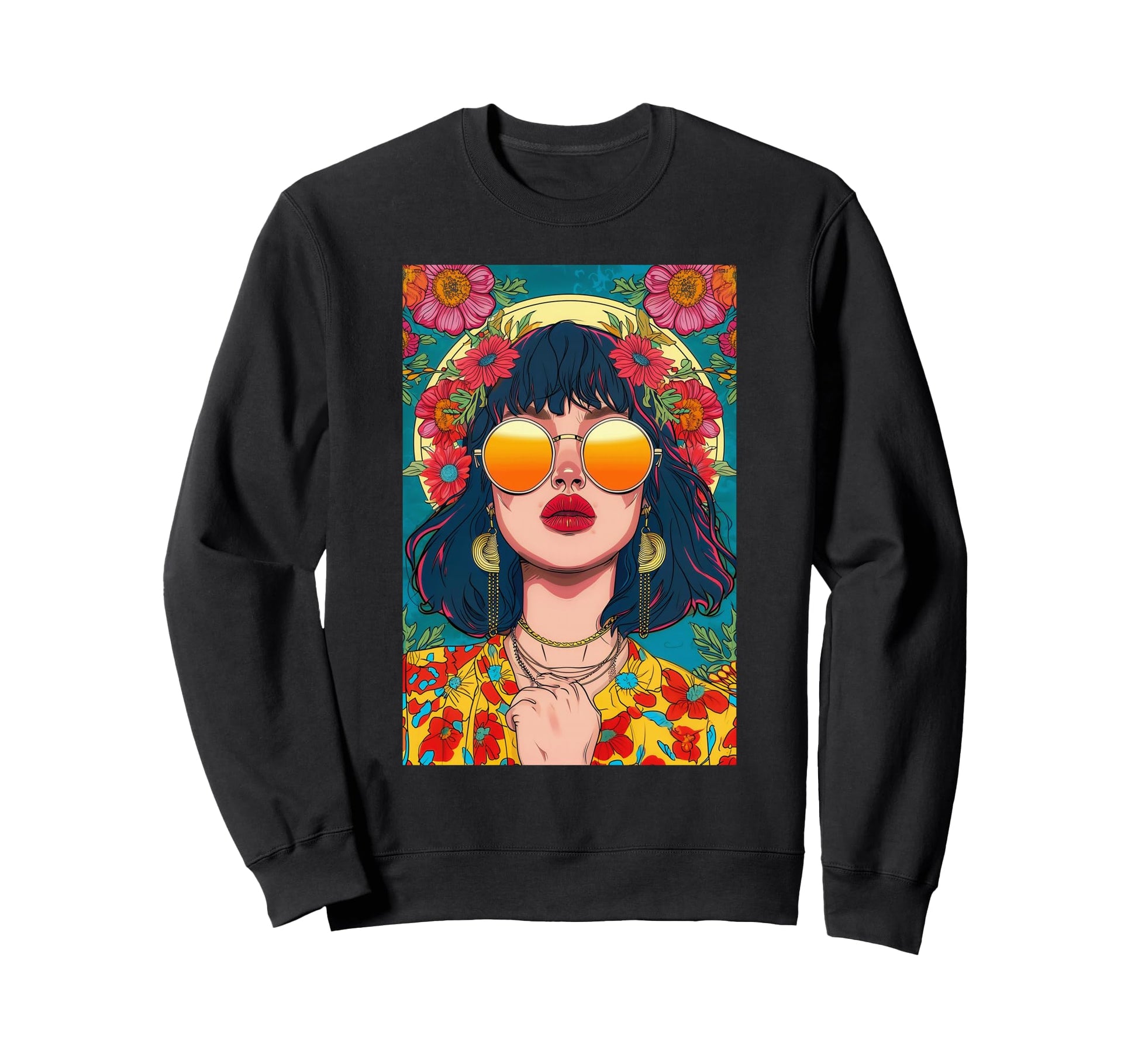 Boho And Flowers Art Magic Nature Sweatshirt - Fun Novelty Design Men Women - T-Shirt, Sweatshirt, Hoodie