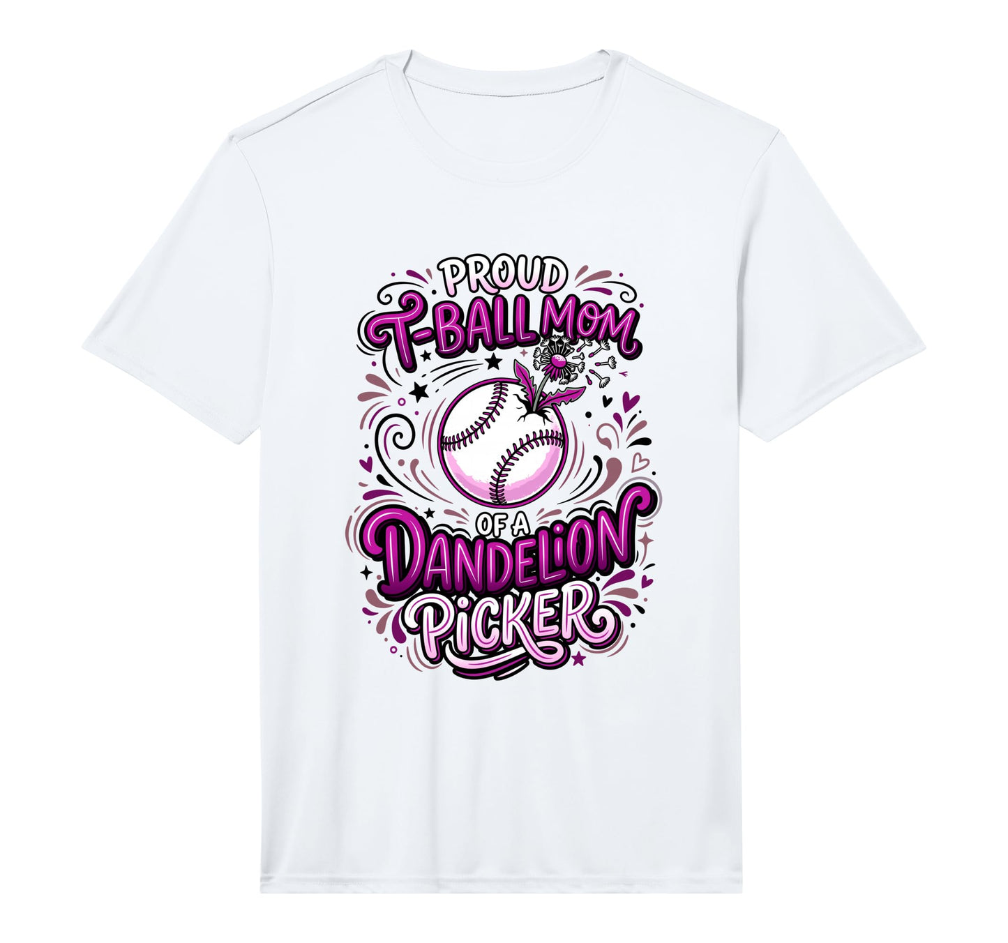 Mens Proud T Ball Mom Dandelion T-Shirt - Custom Art Print for Adults - T-Shirt, Sweatshirt, Hoodie