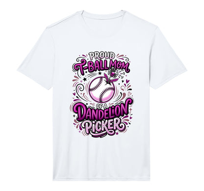 Mens Proud T Ball Mom Dandelion T-Shirt - Custom Art Print for Adults - T-Shirt, Sweatshirt, Hoodie