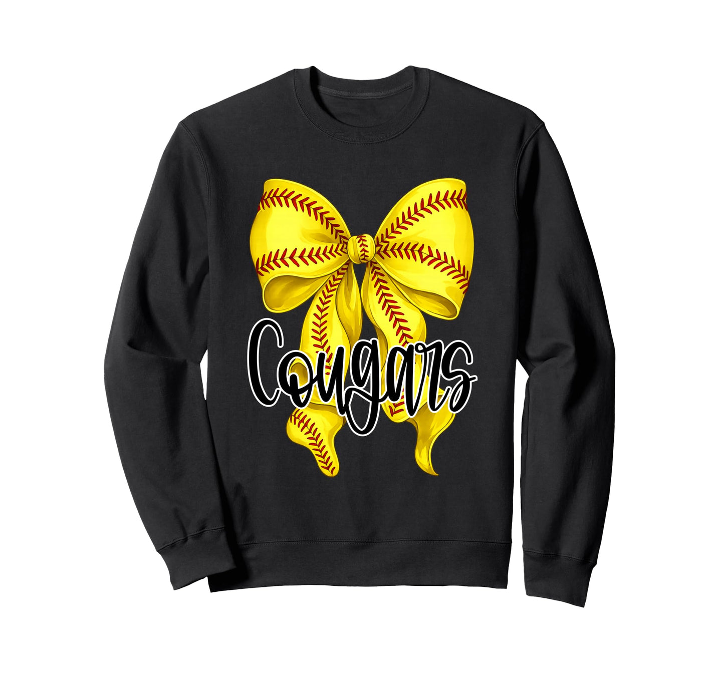 Cougars Softball Bow Mom Game Day Sweatshirt - Minimalist Print Men Women - T-Shirt, Sweatshirt, Hoodie