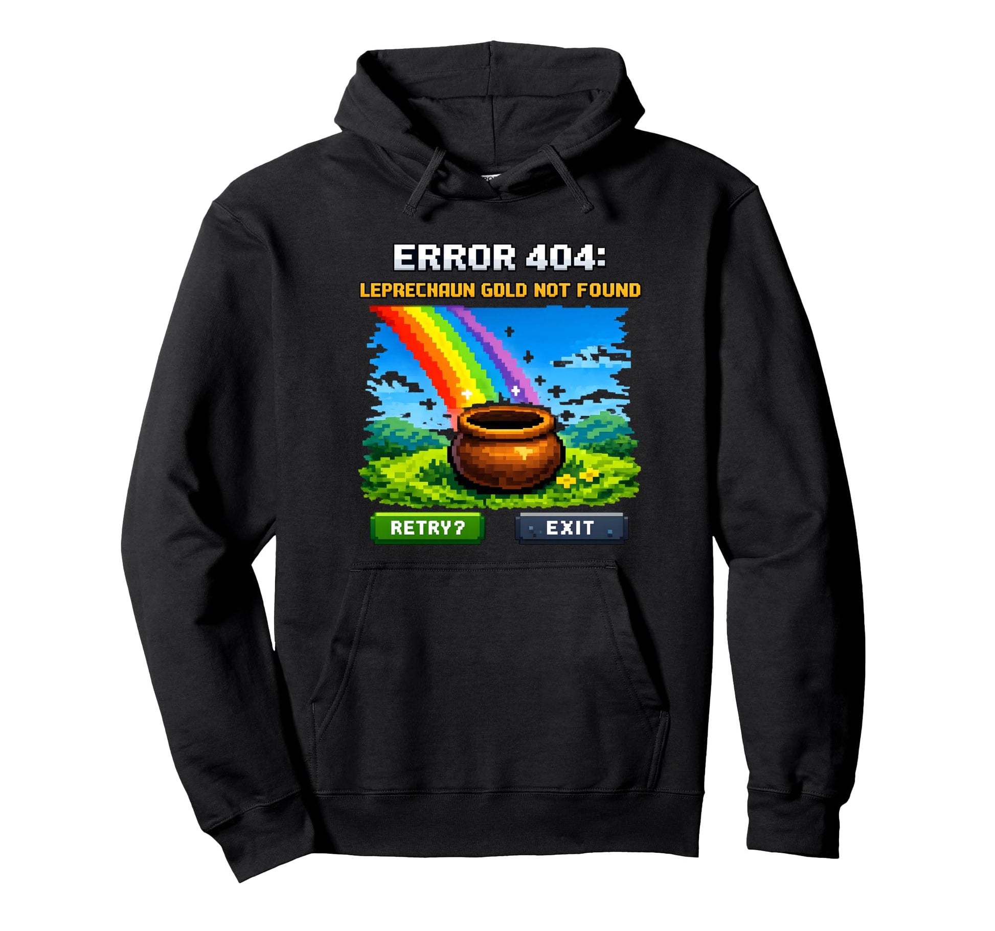 Error 404 Leprechaun Gamer Hoodie - Graphic Print Men Women - T-Shirt, Sweatshirt, Hoodie