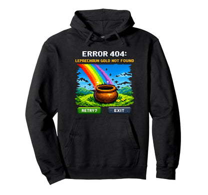 Error 404 Leprechaun Gamer Hoodie - Graphic Print Men Women - T-Shirt, Sweatshirt, Hoodie