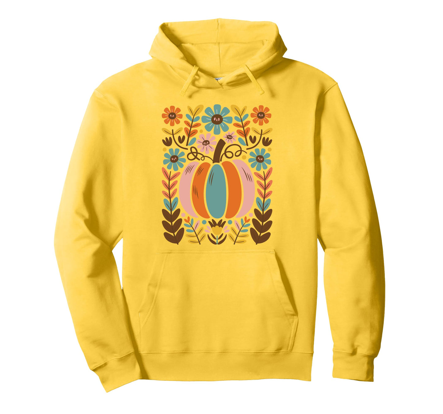 Floral Boho Pumpkin Halloween Fall Teens Hoodie - Streetwear Style Unisex - T-Shirt, Sweatshirt, Hoodie