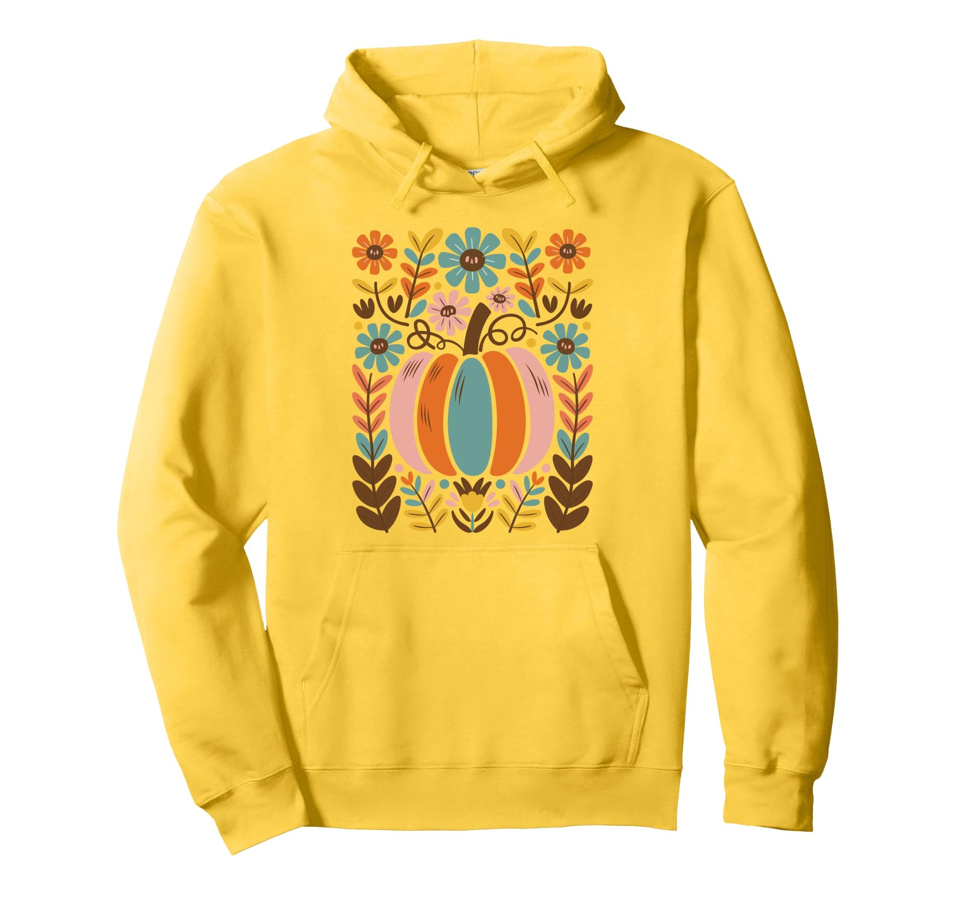 Floral Boho Pumpkin Halloween Fall Teens Hoodie - Streetwear Style Unisex - T-Shirt, Sweatshirt, Hoodie
