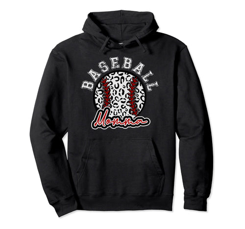 Leopard Cheetah Baseball Momma Womens Hoodie - Minimalist Print Men Women - T-Shirt, Sweatshirt, Hoodie
