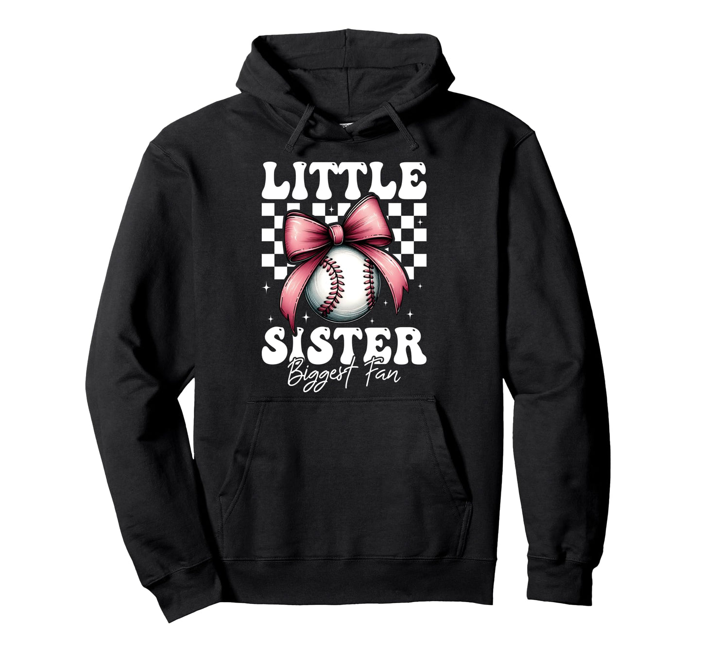 Baseball Sister Coquette Bow Little Sister Hoodie - Trendy Graphic Unisex - T-Shirt, Sweatshirt, Hoodie