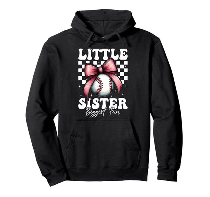 Baseball Sister Coquette Bow Little Sister Hoodie - Trendy Graphic Unisex - T-Shirt, Sweatshirt, Hoodie