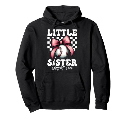 Baseball Sister Coquette Bow Little Sister Hoodie - Trendy Graphic Unisex - T-Shirt, Sweatshirt, Hoodie