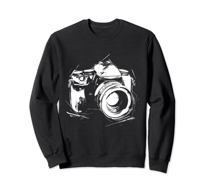 Camera Photography Drawing Art Sweatshirt - Aesthetic Graphic for Adults - T-Shirt, Sweatshirt, Hoodie