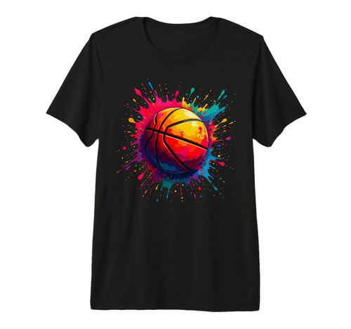 Colorful Paints Splash Basketball T-Shirt - Custom Art Print Men Women - T-Shirt, Sweatshirt, Hoodie