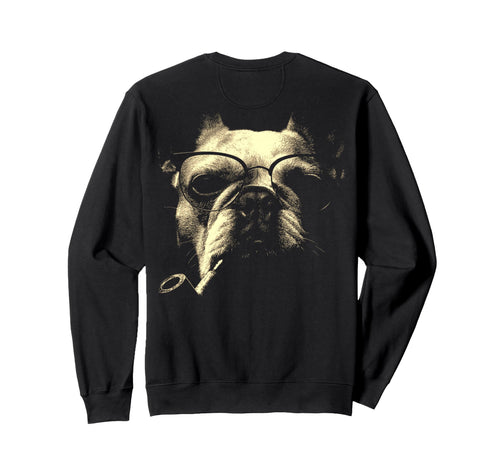 French Bulldog Glasses Smoking Pipe Sweatshirt - Unique Graphic Men Women - T-Shirt, Sweatshirt, Hoodie