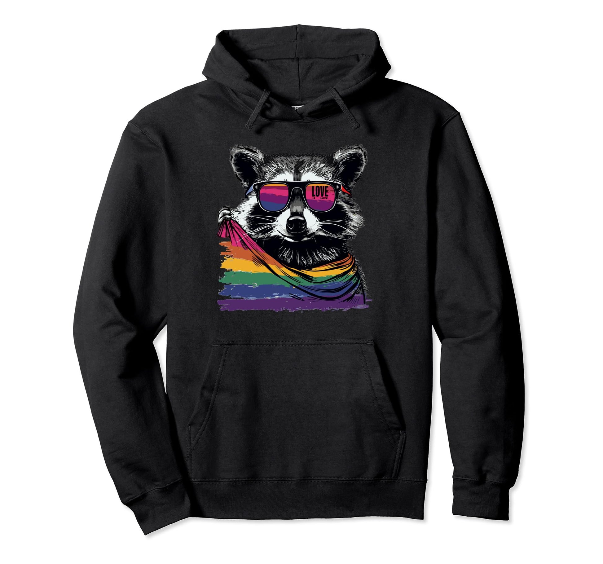 Funny Raccoon Love Sunglasses Hoodie - Casual Everyday Wear Men Women - T-Shirt, Sweatshirt, Hoodie