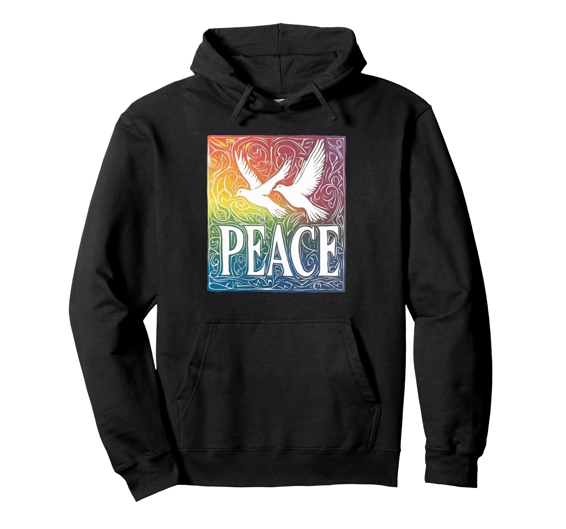 Peacedove Writing Peace Love And Support Hoodie - Unique Graphic Men Women - T-Shirt, Sweatshirt, Hoodie