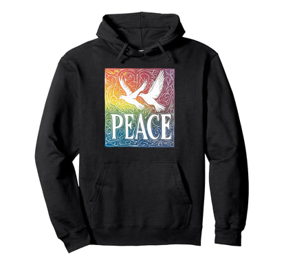 Peacedove Writing Peace Love And Support Hoodie - Unique Graphic Men Women - T-Shirt, Sweatshirt, Hoodie