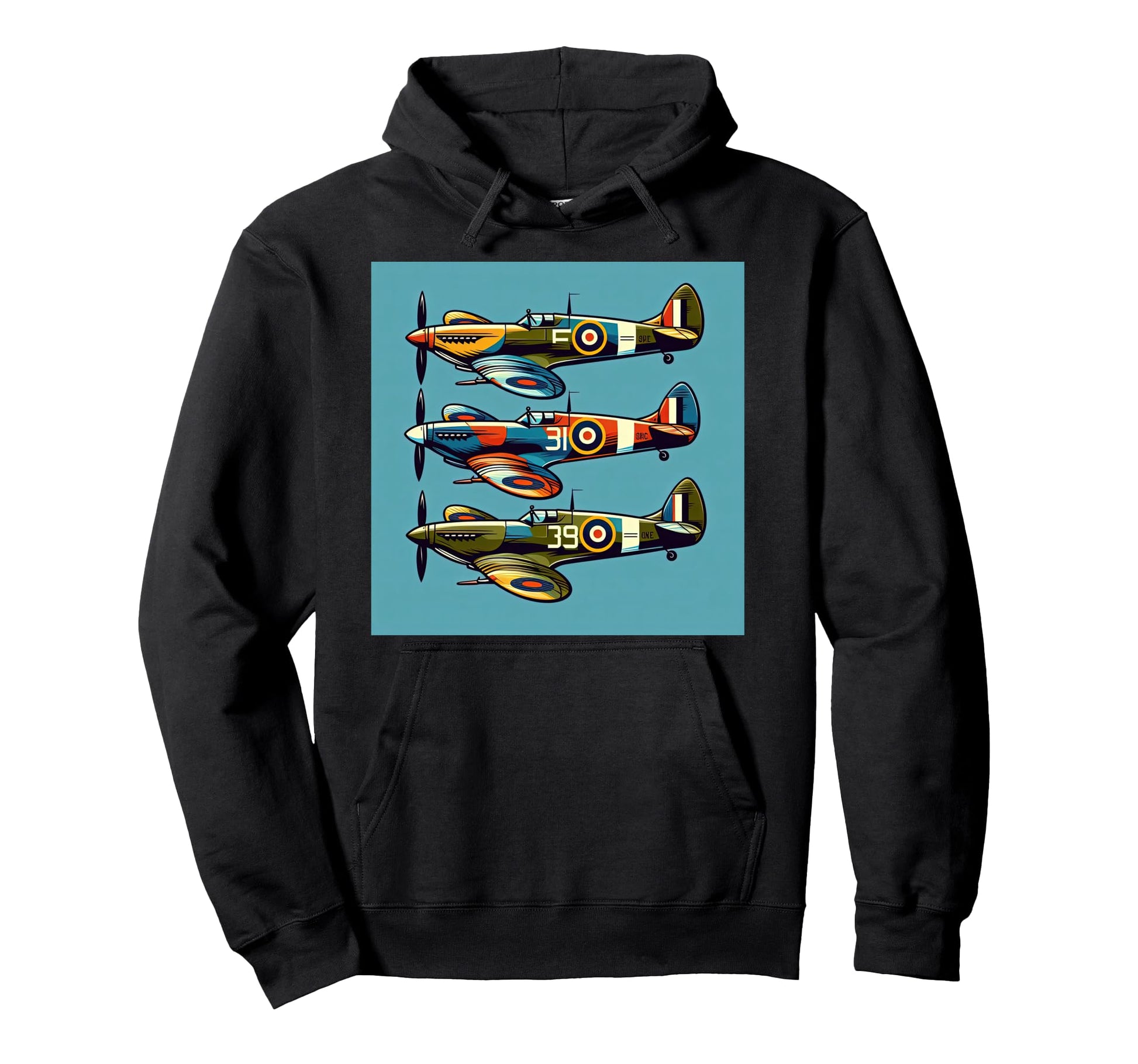 Ww2 Spitfire Raf Warplane Rainbow Colors Hoodie - Graphic Print Unisex - T-Shirt, Sweatshirt, Hoodie