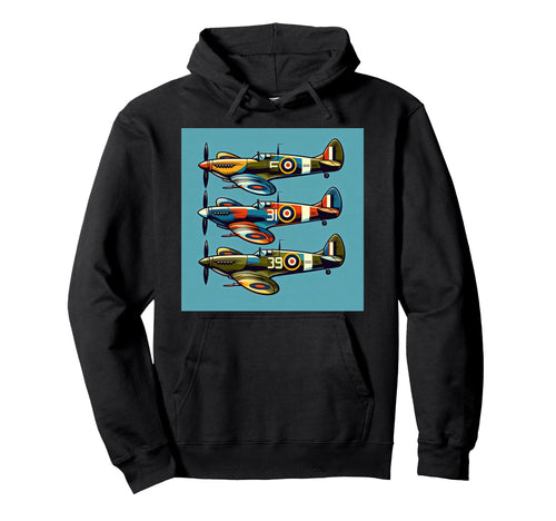 Ww2 Spitfire Raf Warplane Rainbow Colors Hoodie - Graphic Print Unisex - T-Shirt, Sweatshirt, Hoodie