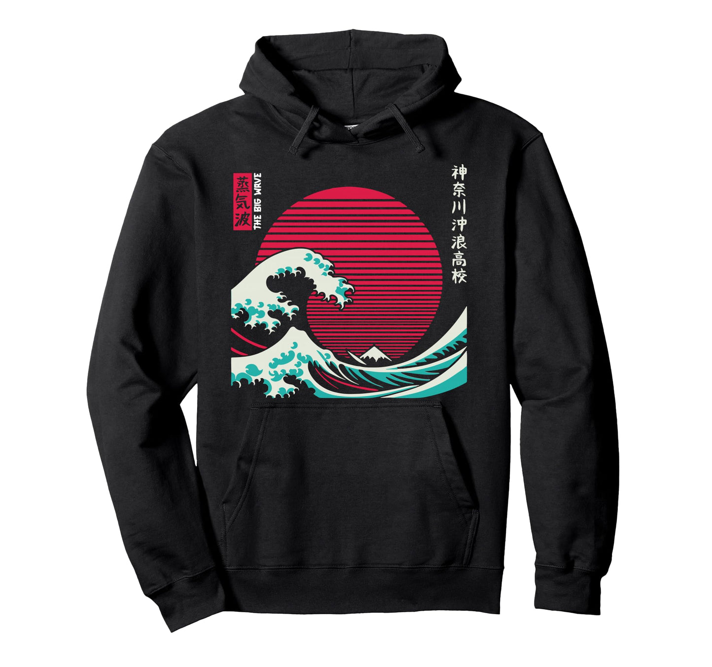 Vaporwave Great Wave Off Kanagawa Hoodie - Minimalist Print for Adults - T-Shirt, Sweatshirt, Hoodie