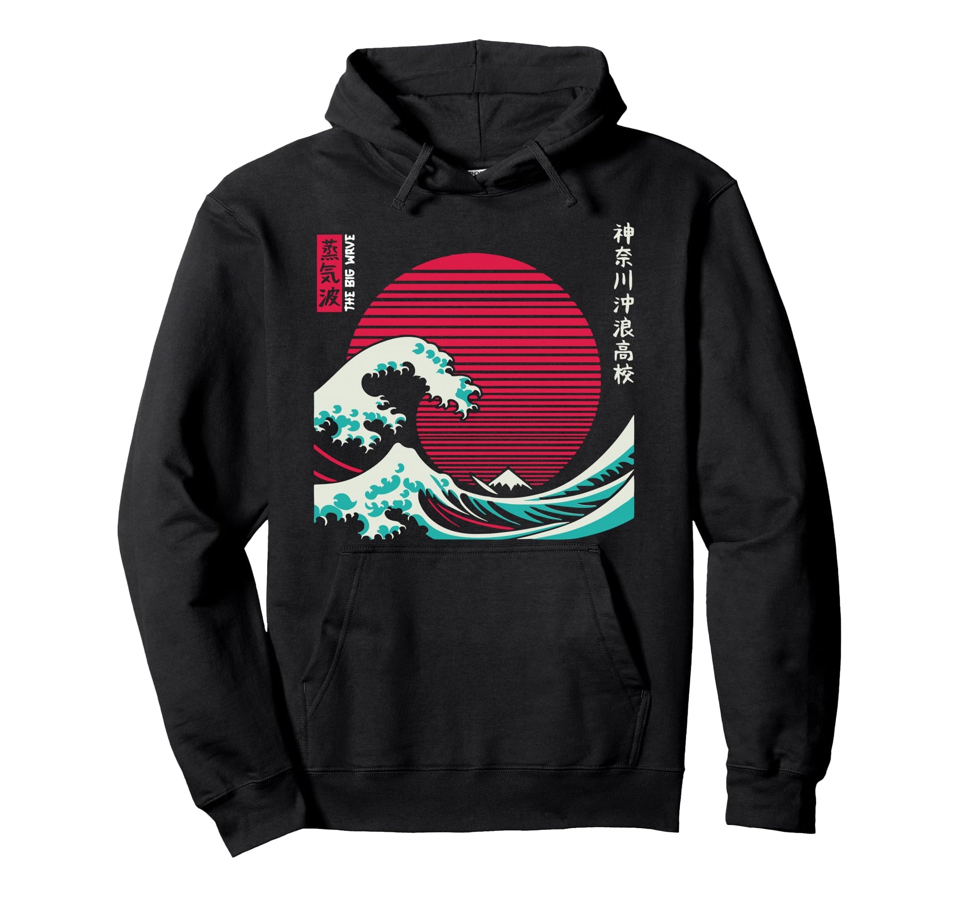 Vaporwave Great Wave Off Kanagawa Hoodie - Minimalist Print for Adults - T-Shirt, Sweatshirt, Hoodie