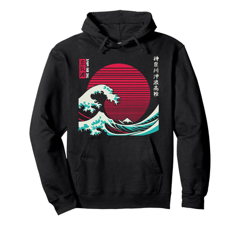 Vaporwave Great Wave Off Kanagawa Hoodie - Minimalist Print for Adults - T-Shirt, Sweatshirt, Hoodie