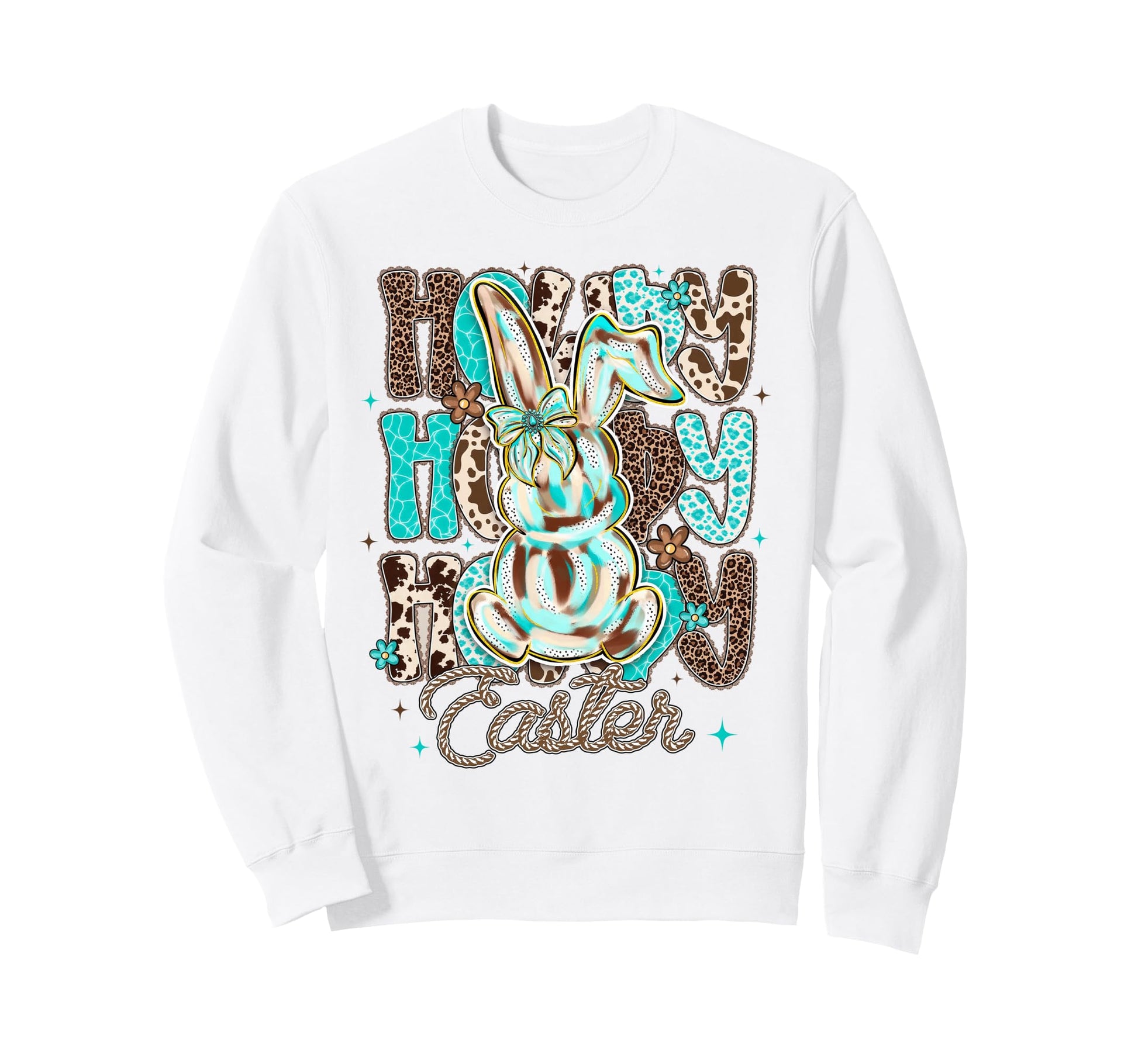 Cowhide Leopard Blue Turquoise Sweatshirt - Casual Everyday Wear Unisex - T-Shirt, Sweatshirt, Hoodie